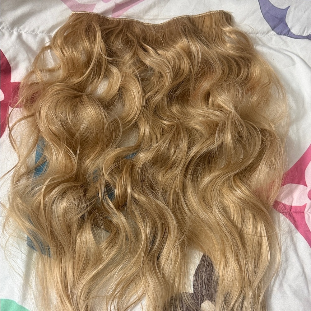 Golden Blonde Wavy Hair halo Extension